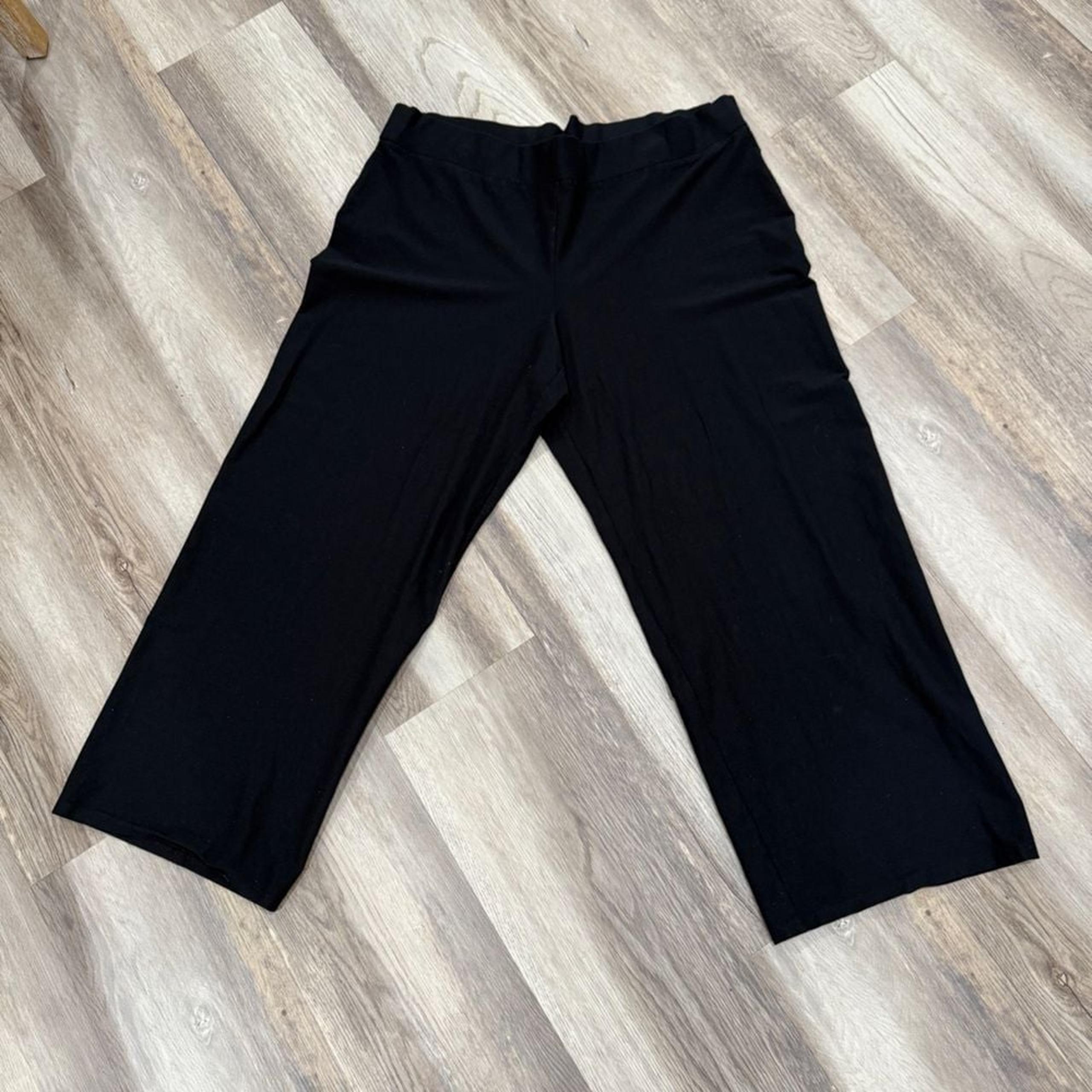 Eileen Fisher Women Elastic Waist Pull on Cropped Pant, Large (READ) Black