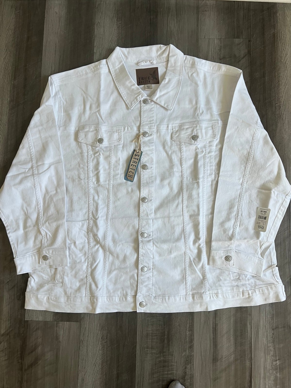 New True Nation Men’s White Jean Jacket 4XLT