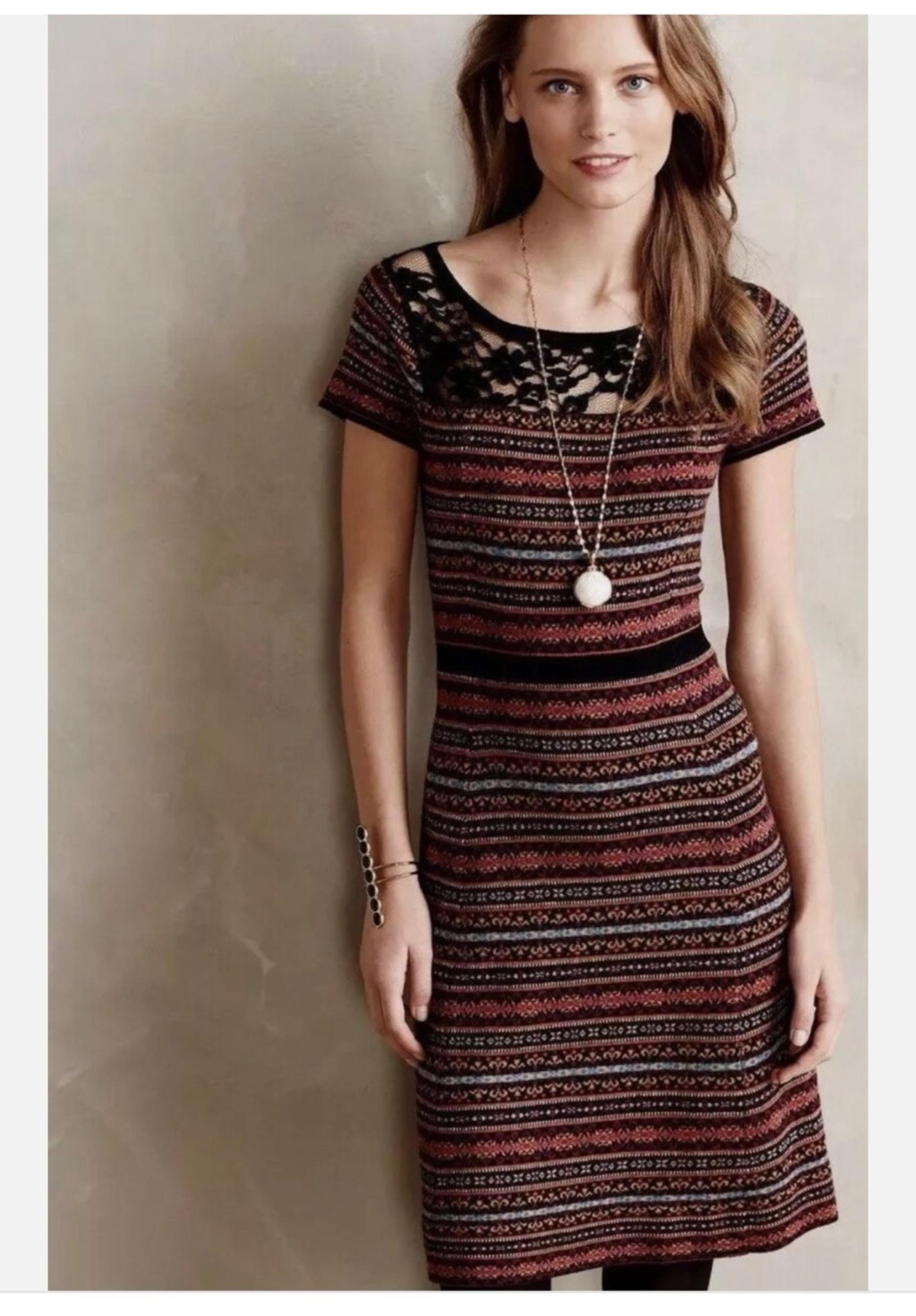 Anthropologie Sparrow Fair Isle Lightweight Sweater Dress Women’s size Medium