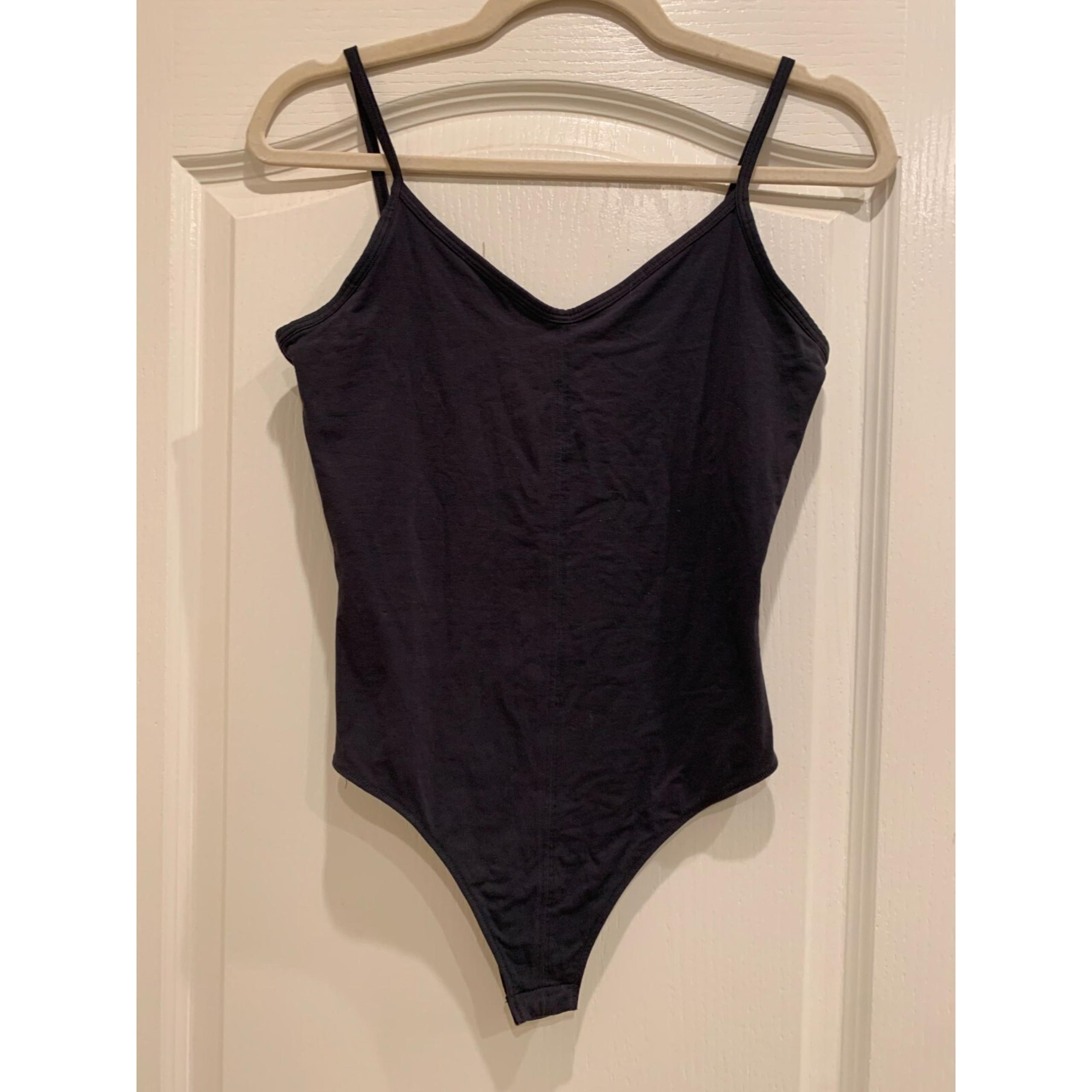Everlane Black Cami Bodysuit Small  Womens Thong Black Supima Cotton Capsule