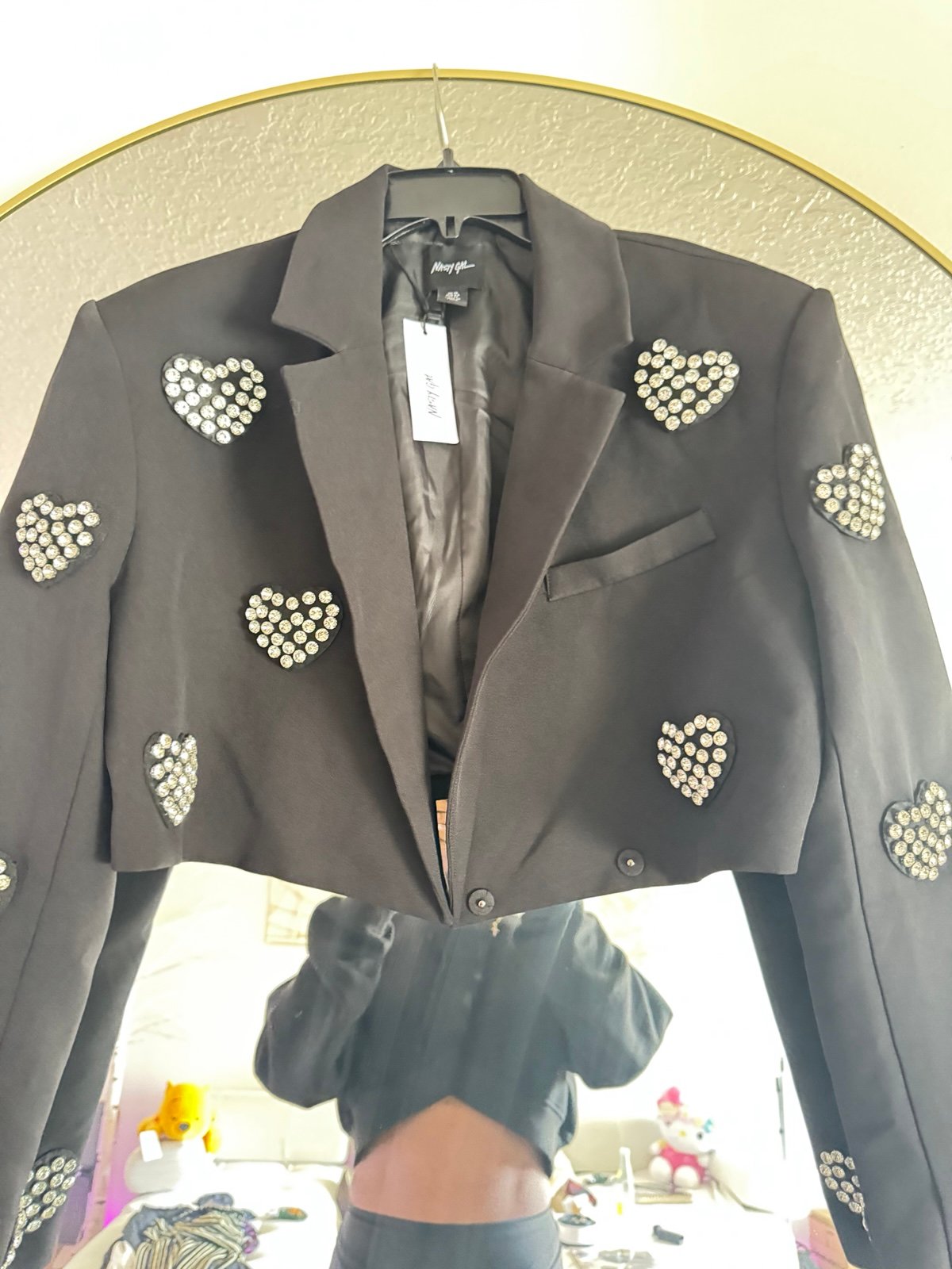 Cropped Heart Bling Blazer