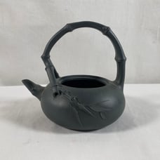 1950s Chinese Yixing Clay Handmade Bamboo Green Sand Teapot 高建芳