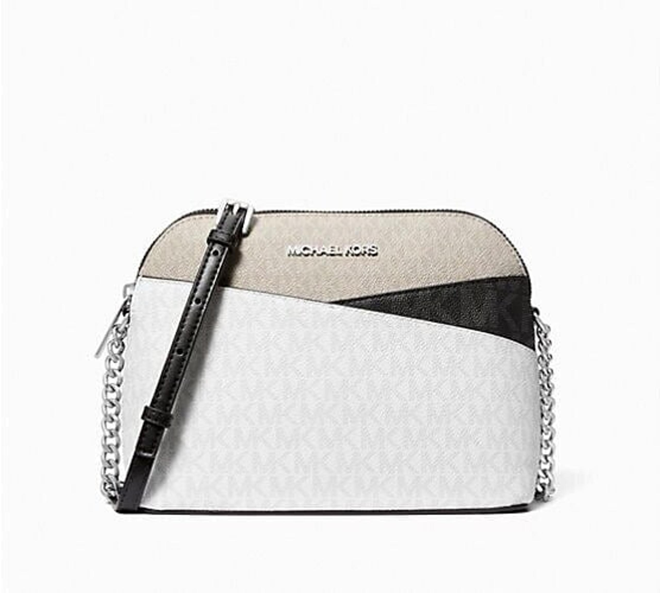 New Michael Kors Jet Set Travel Medium Dome Crossbody Optic White Multi