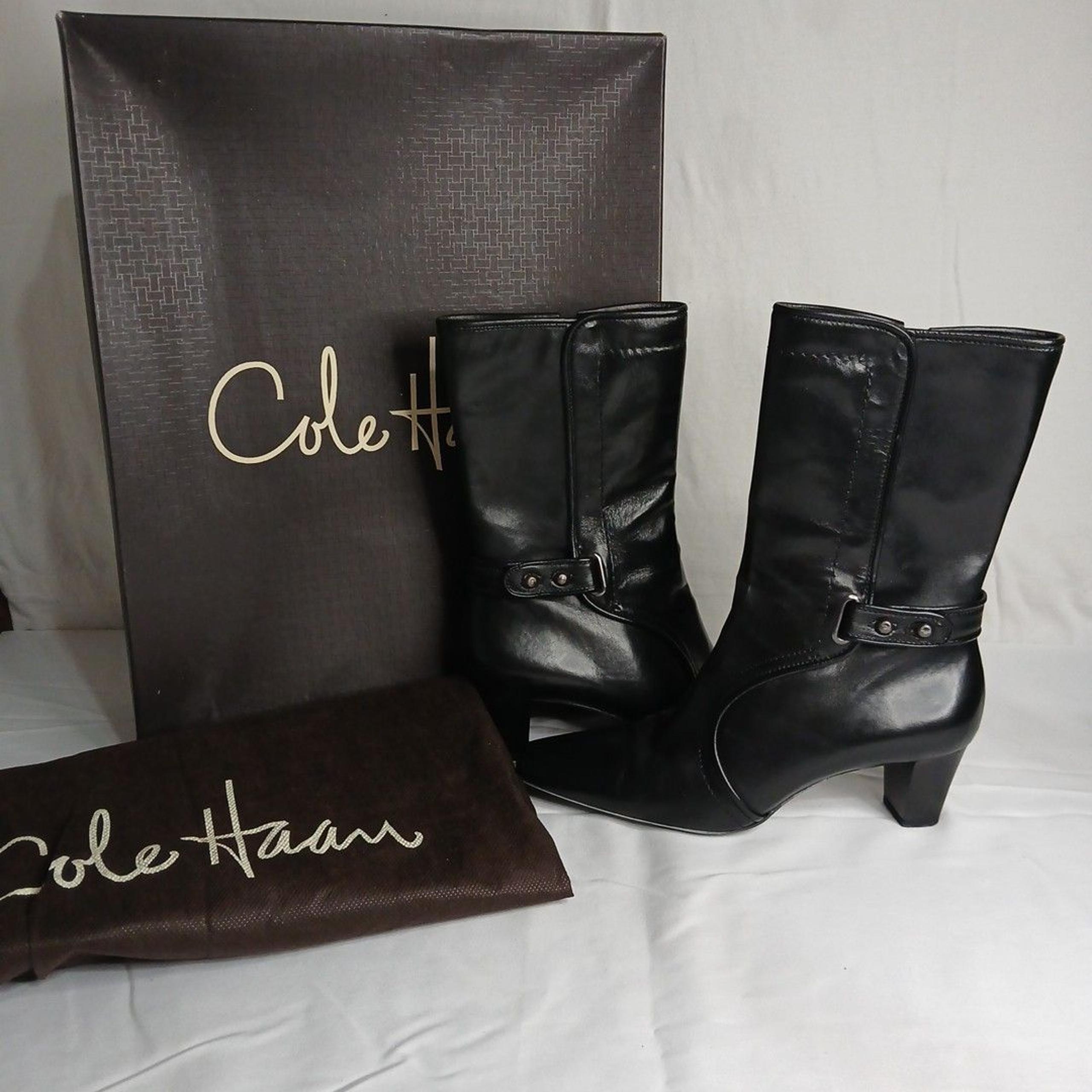 Cole Haan Janna Short Boot Black Leather Size 6.5 New