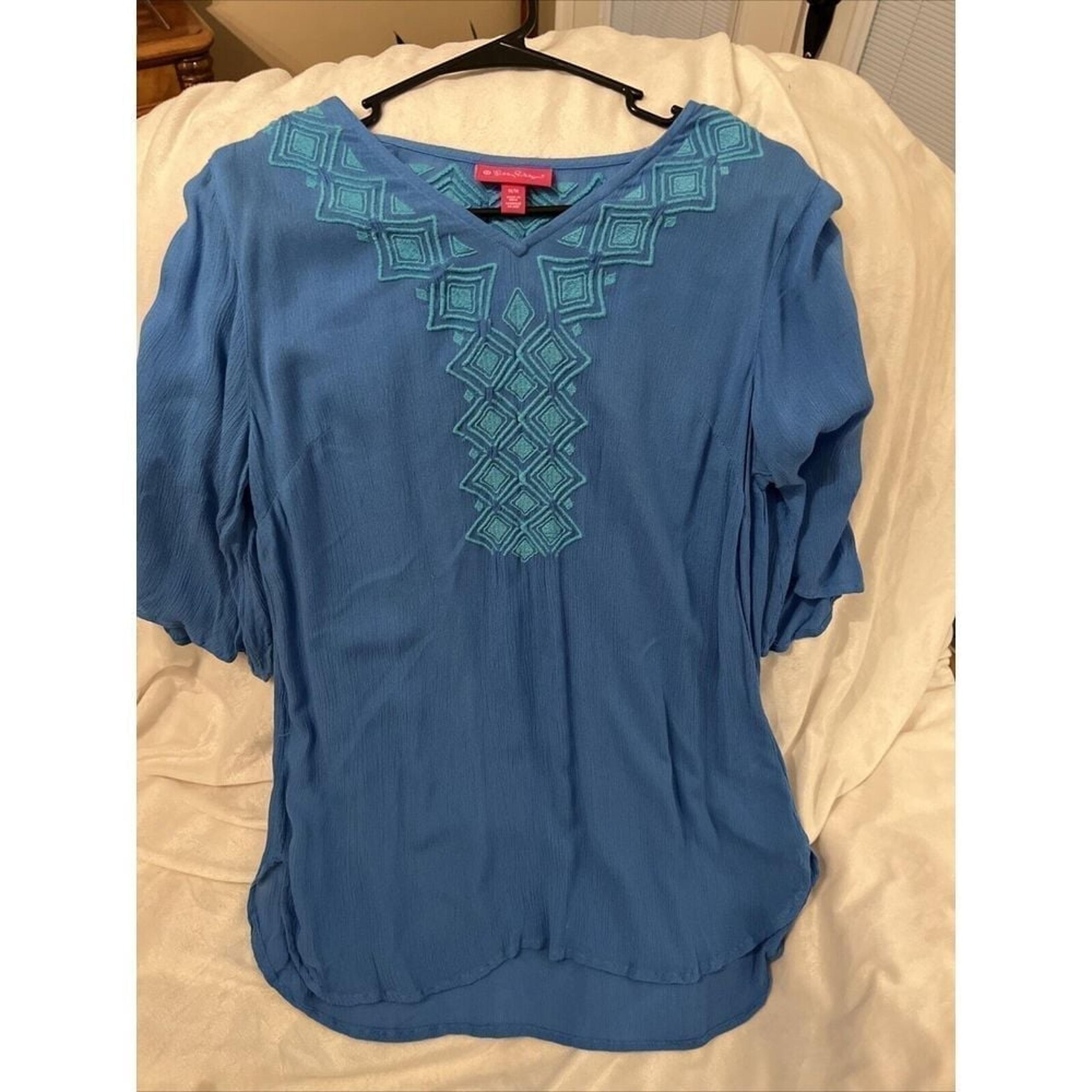 Lilly Pulitzer For Target Embroidered Bluebell Tunic Top Medium Sold Out Womens