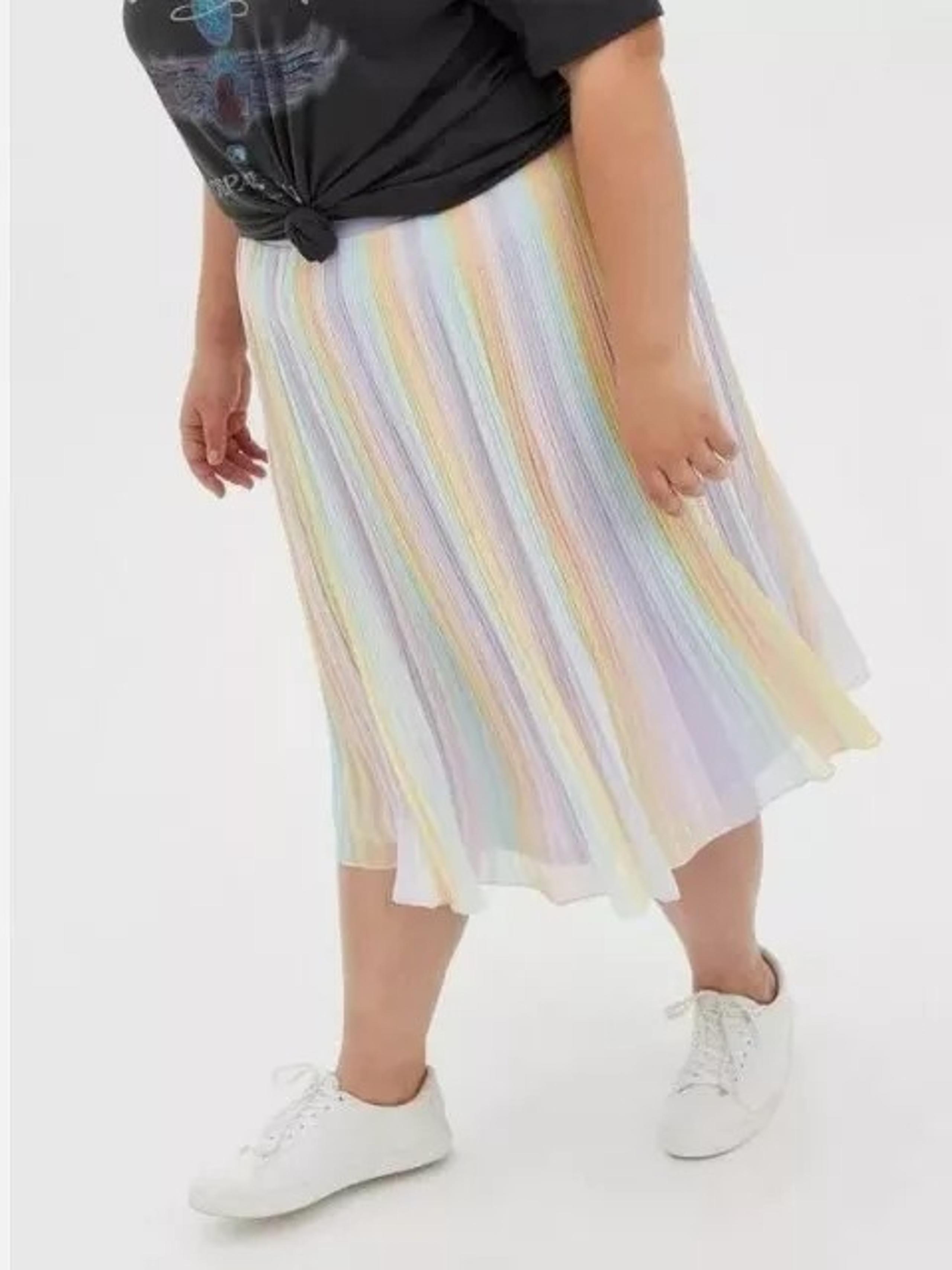 Torrid Skirt Size 2 Midi Chiffon Pleated Rainbow Candy Colors Fairy Kid Core-NWT