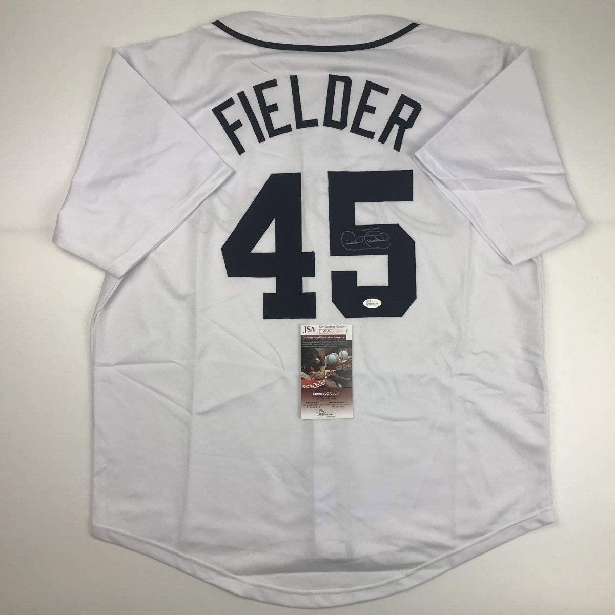 Autographed/Signed Cecil Fielder Detroit White Jersey JSA COA