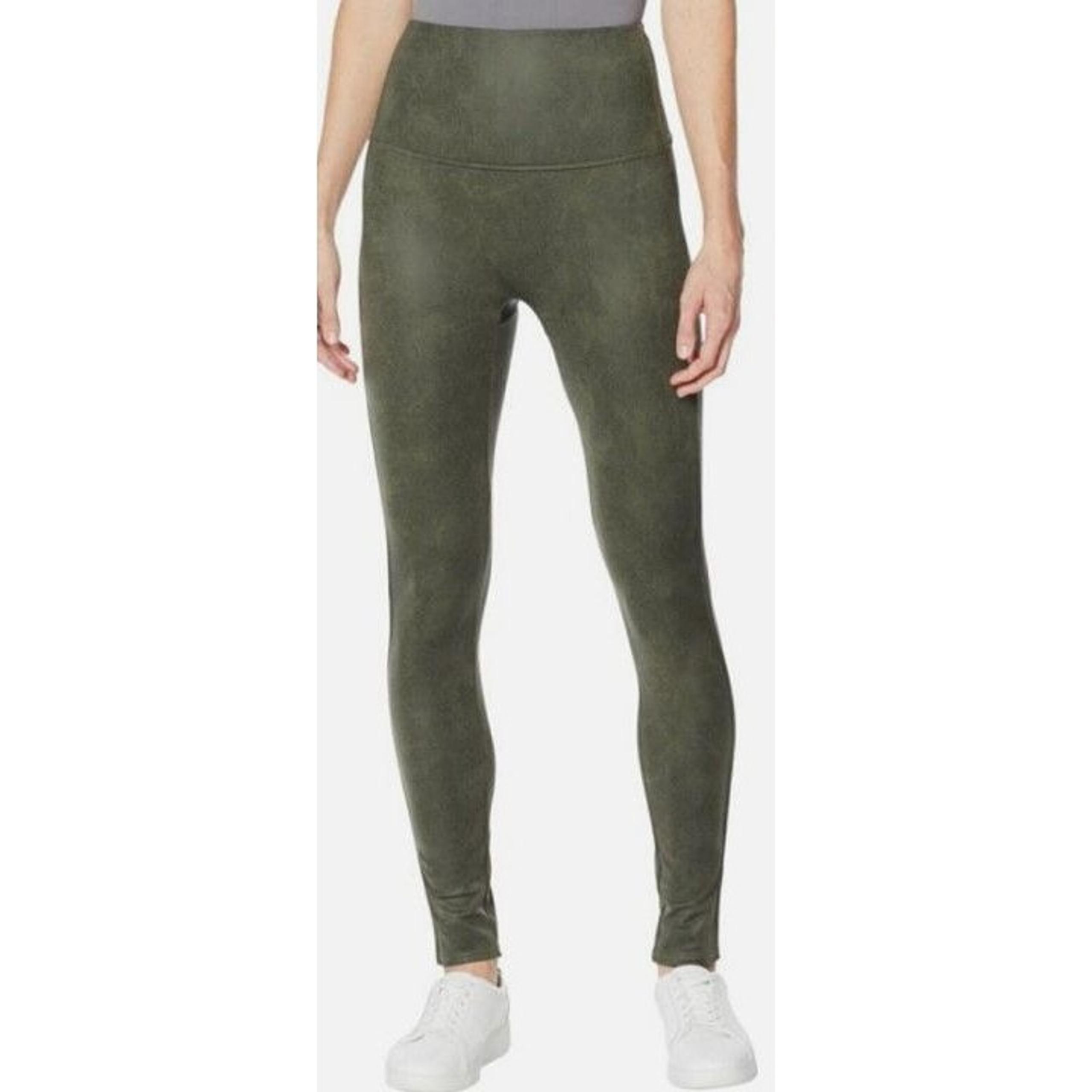DG2 Diane Gilman Slim Sleek Coated Knit Legging Solid 725-008 Olive XXS
