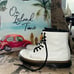 Dr. Martens Girl's Lace Up Fashion White  Side Zip Classic Mid-Top Boot Size 2