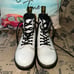 Dr. Martens Girl's Lace Up Fashion White  Side Zip Classic Mid-Top Boot Size 2