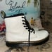 Dr. Martens Girl's Lace Up Fashion White  Side Zip Classic Mid-Top Boot Size 2