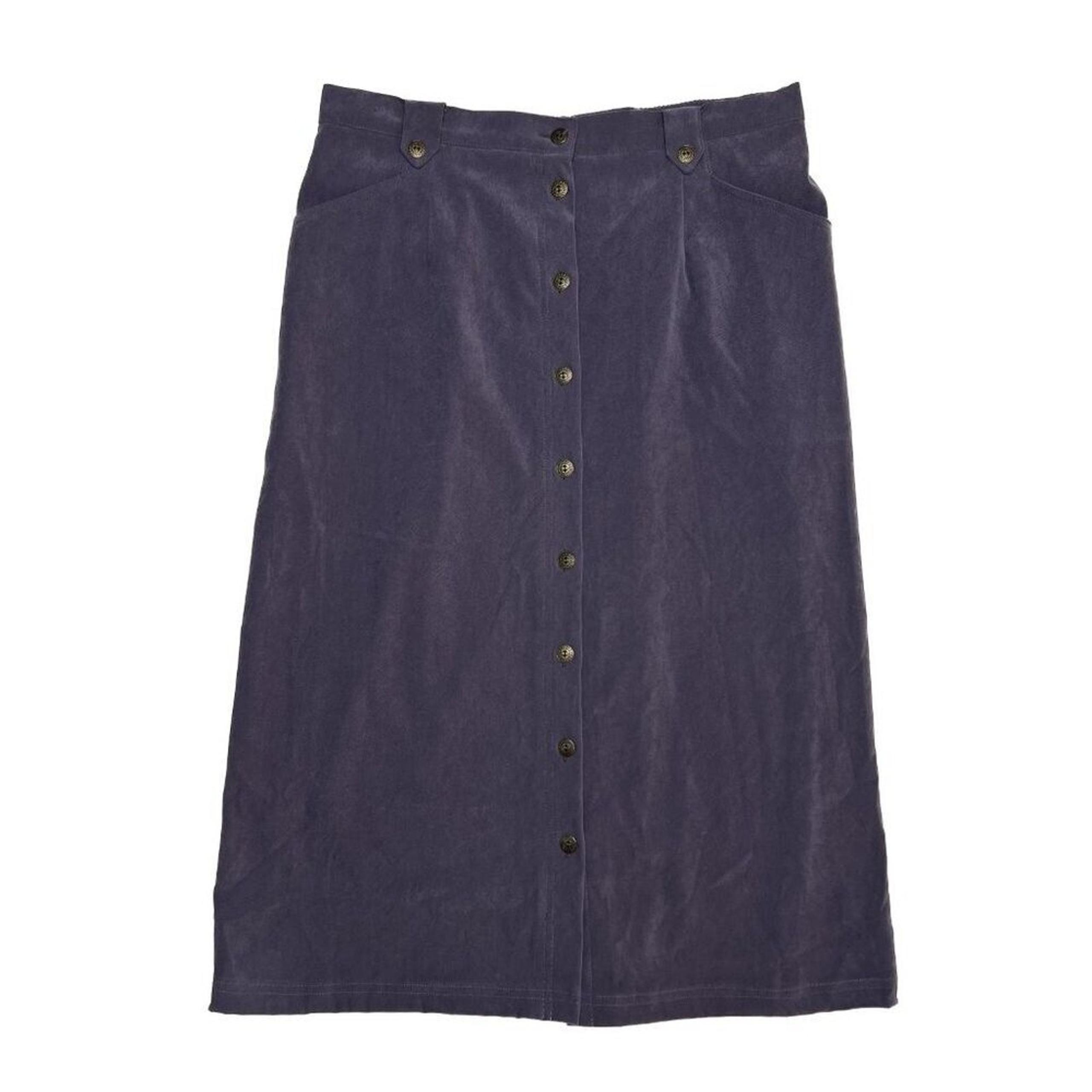 Alfred Dunner Vintage Pencil Maxi Skirt Button Down Purple Women's 14 Retro