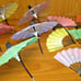 10 X LOT OF JAPANESE FANS W/ MATCHING UMBRELLAS PAPER WOOD VINTAGE ESTATE ~6 I
