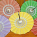 10 X LOT OF JAPANESE FANS W/ MATCHING UMBRELLAS PAPER WOOD VINTAGE ESTATE ~6 I