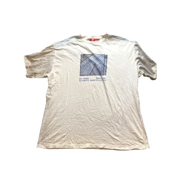 VTG Dodeca Shirt Adult 2XL White Light Blue Authentic Denim Collection Y2K Mens