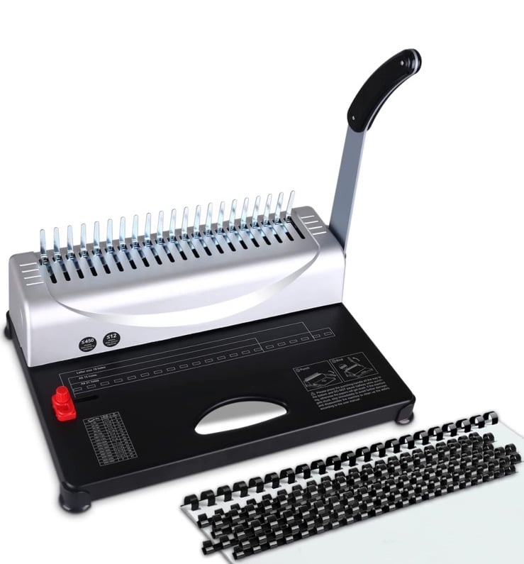 MAKEASY Binding Machine for LTR / A4 21-Hole with 100PCS 3/8'' PVC Spines MAKEASY Binding Machine for LTR / A4 21-Hole with 100PCS 3/8'' PVC Spines