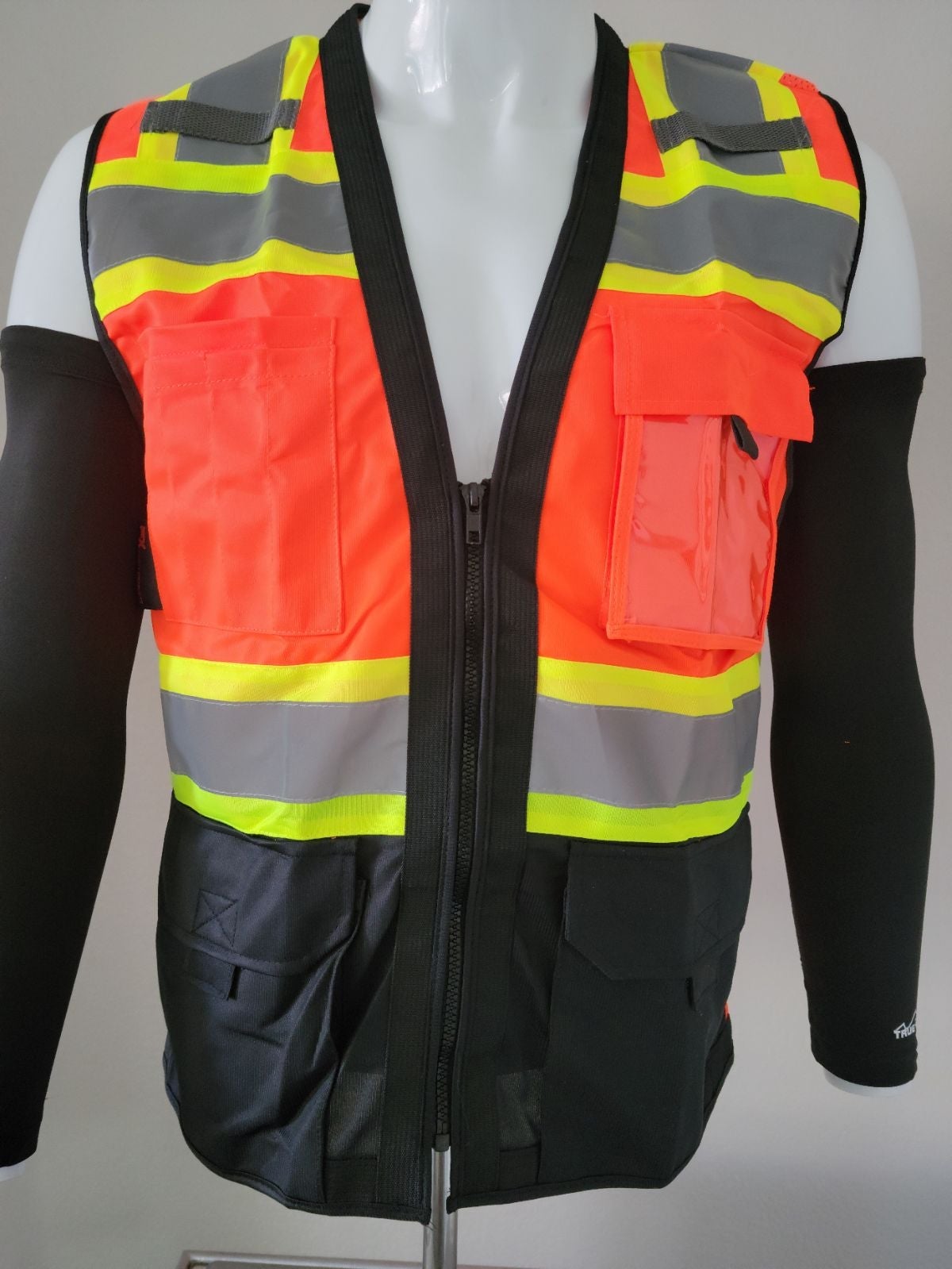 Bundle of 2 Tricolor Orange High Visibility Safety Vest.