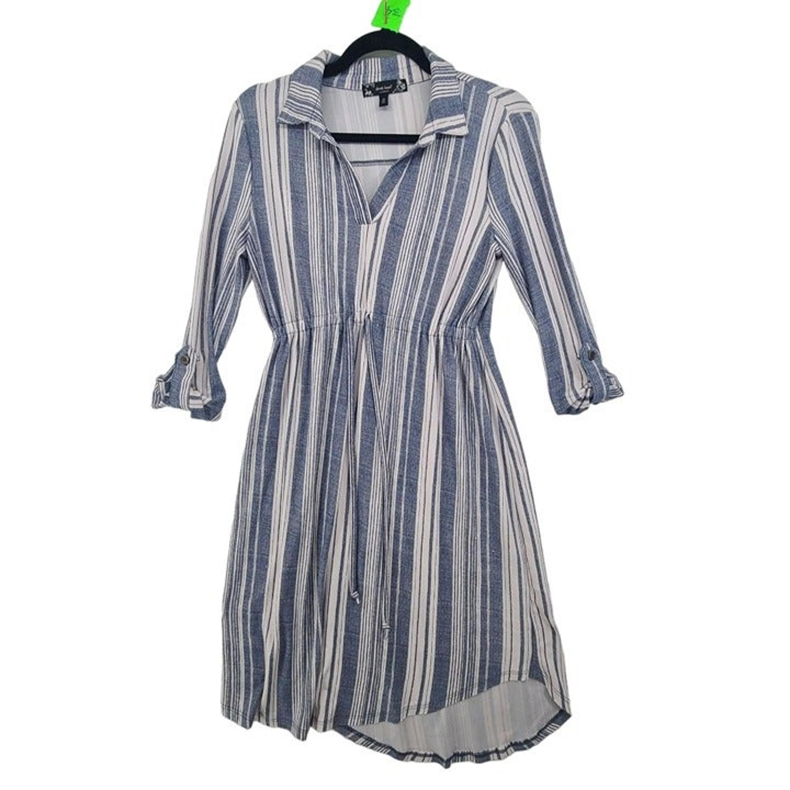 Derek Heart Maternity Women's Long Sleeve Dress Blue/White Size S