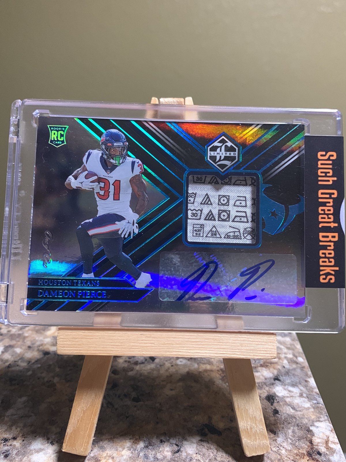 Dameon Pierce Houston Texans Limited Rookie Laundry Tag Patch ONE of ONE Auto