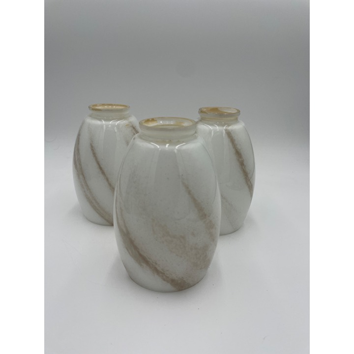 Vintage 1970s Glass Pendant Light Shades With Brown Swirls
