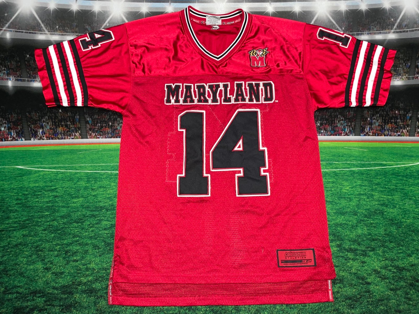 Maryland Terrapins Football Jersey #14 Colosseum Sz Medium Preowned Red