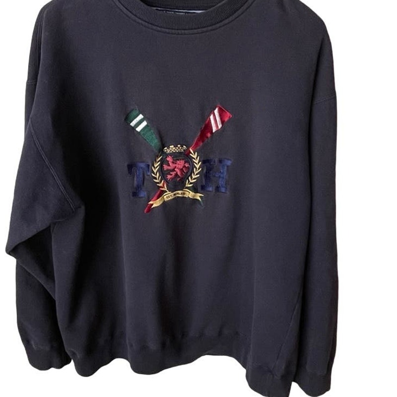 Vintage Tommy Hilfiger Embroidered Navy Preppy Sweatshirt