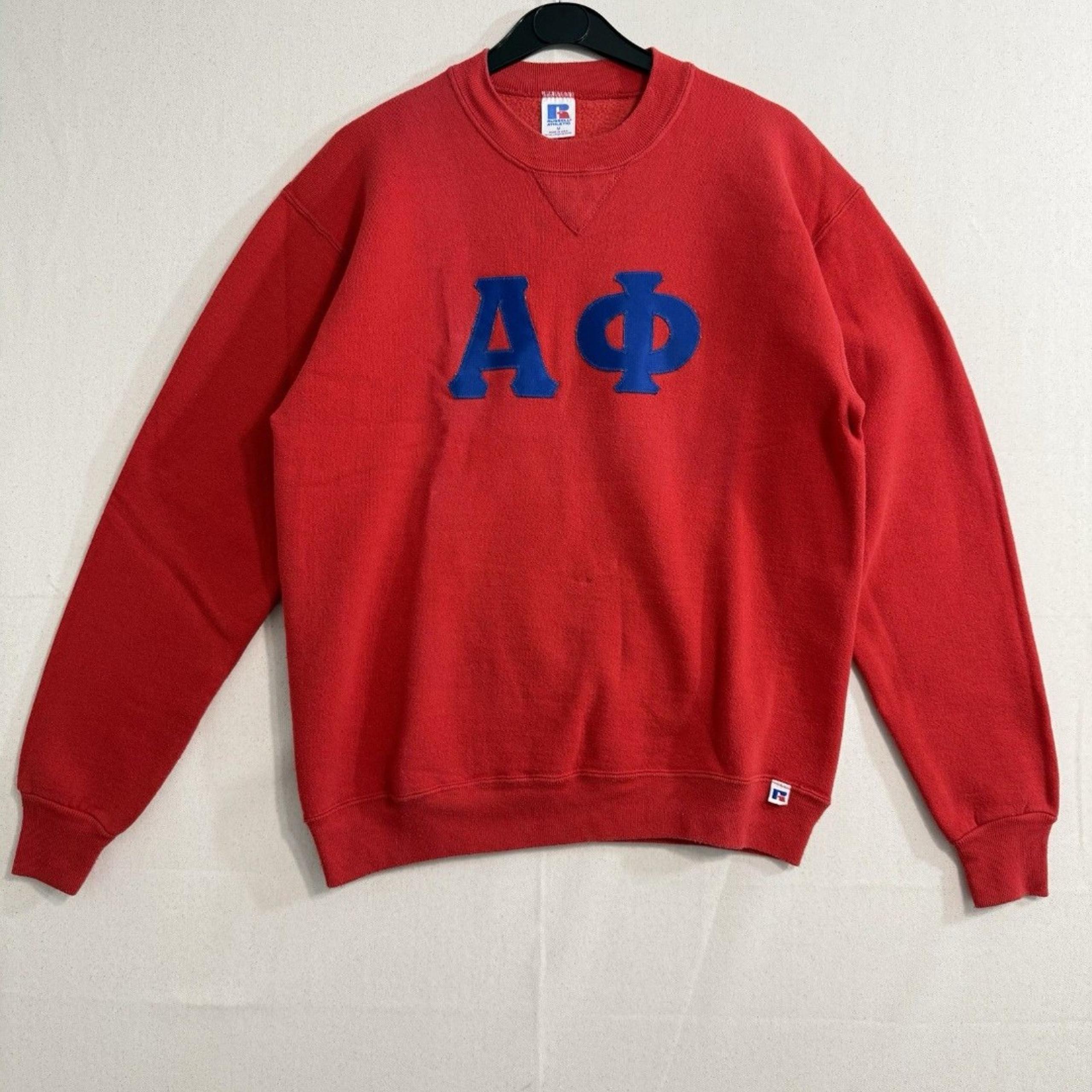 Russell Athletic Alpha Phi Vintage Size Medium Women Crew Sweatshirt Red