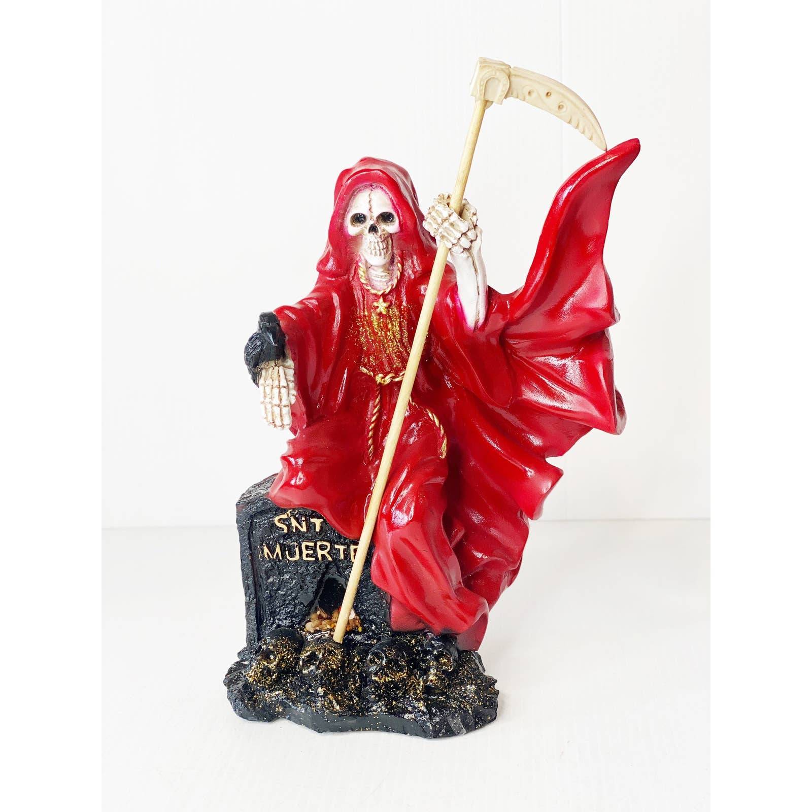 Red Santa Muerte 12” Fixed Curada Statue
