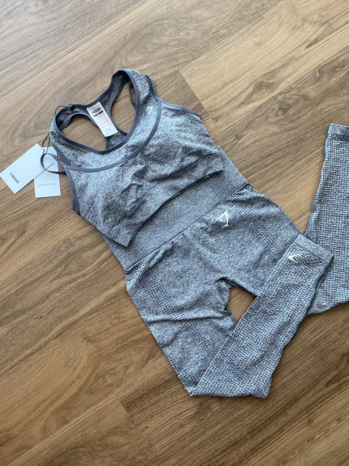 Gymshark vital boost bra and leggings smokey grey marl