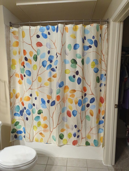 Colorful Leaves Curtain Bathroom Decoration, Shower Curtain Set w/Curtain Hooks
