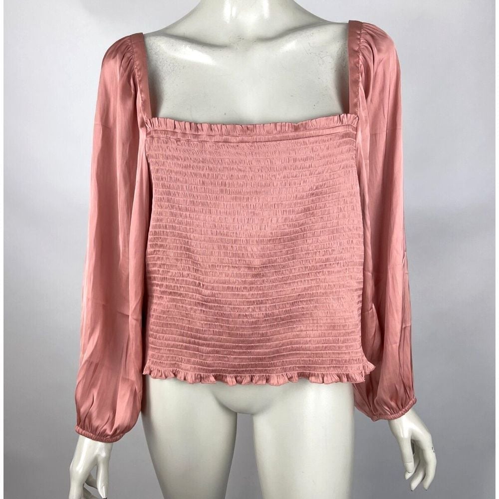 J Crew Squareneck Smocked Featherweight Satin Crop Top Women 2X NWT BD635
