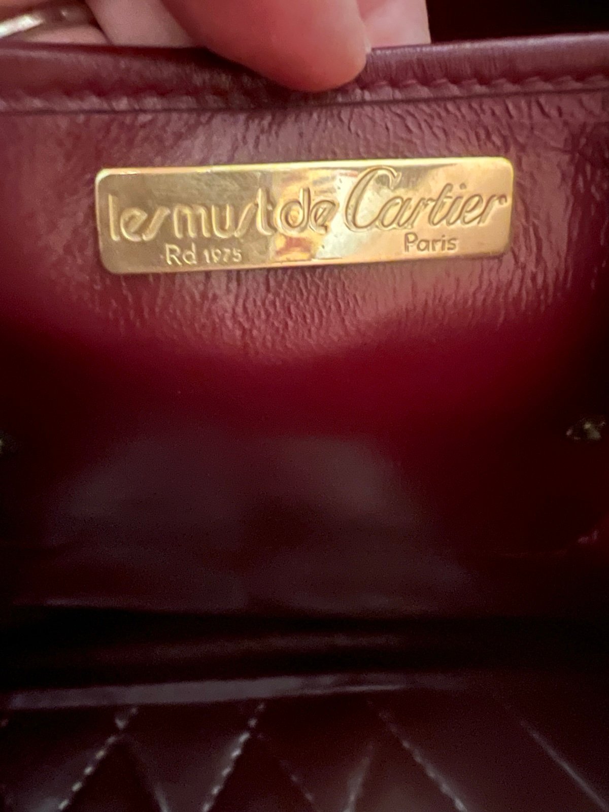 CARTIER Must Line Attache Case Doctors Bag Suede Leather Bordeaux Used