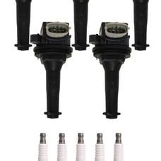 Set of 5 Ignition Coil Pack and 5 Platinum Spark Plug Compatible with Volvo C30