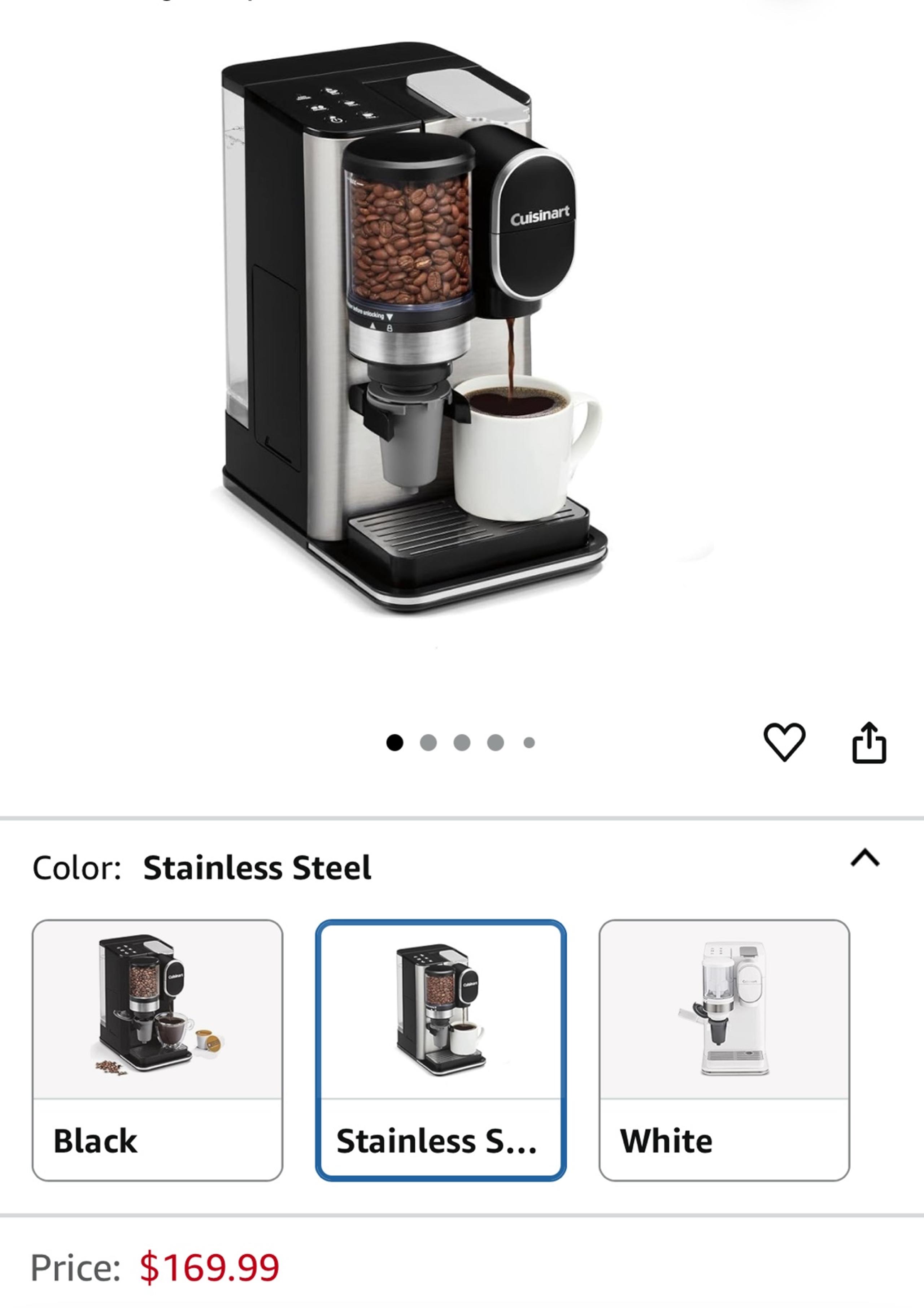Cuisinart Single Serve Coffee Maker + Coffee Grinder, 48-Ounce Removable Reservo
