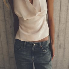 Zara satin draped halter top