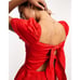 & Other Stories linen puff sleeve jumpsuit in red SIZE 4
