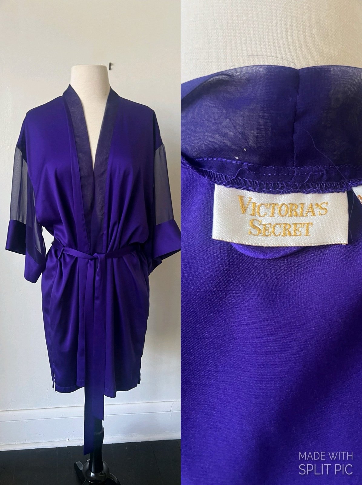Vintage Victoria’s Secret Purple Satin Robe 1990’s VS Sexy Satin Robe