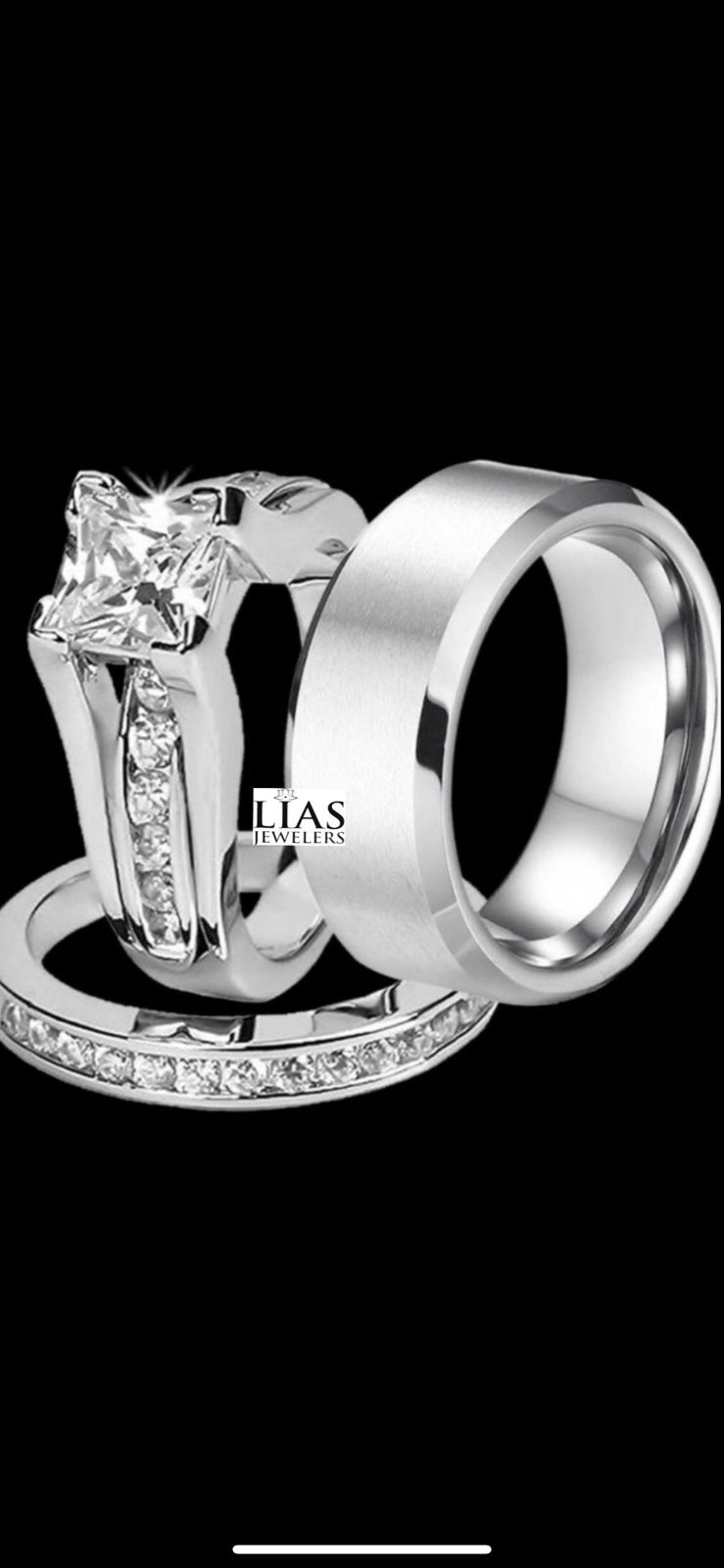 New 18k white gold wedding ring set his hers