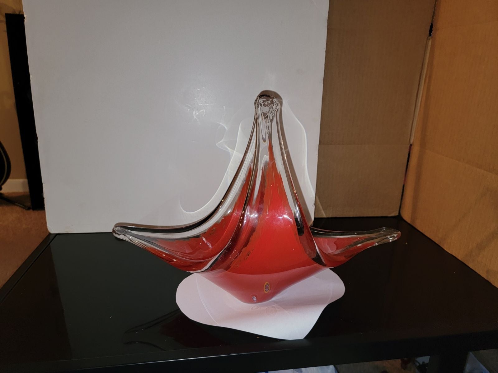 Vintage Red case Glass basket Millefiori decoration