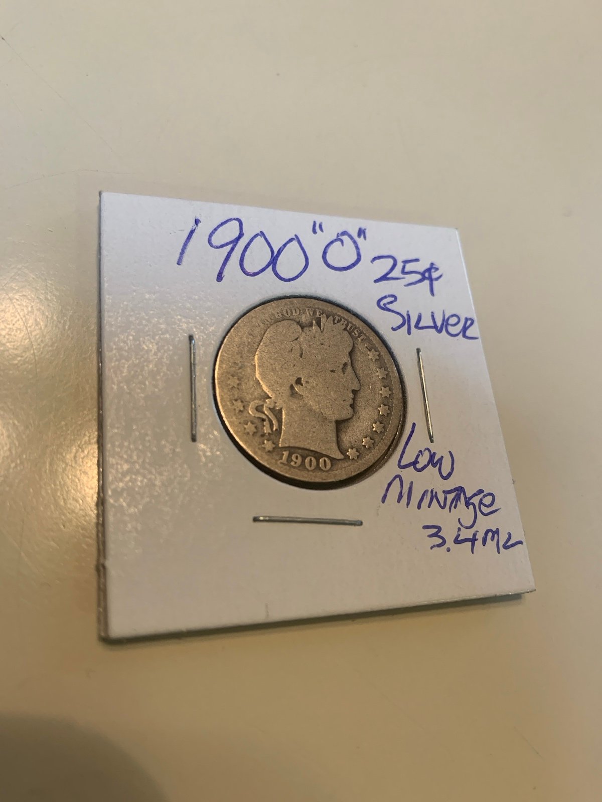 US 1900 O turn century silver quarter
