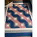 Handmade Vintage Quilt Pink Blue Blocks Knitted 95”x 83” Medium weight King Sz