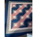 Handmade Vintage Quilt Pink Blue Blocks Knitted 95”x 83” Medium weight King Sz