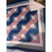 Handmade Vintage Quilt Pink Blue Blocks Knitted 95”x 83” Medium weight King Sz