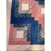 Handmade Vintage Quilt Pink Blue Blocks Knitted 95”x 83” Medium weight King Sz