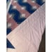 Handmade Vintage Quilt Pink Blue Blocks Knitted 95”x 83” Medium weight King Sz