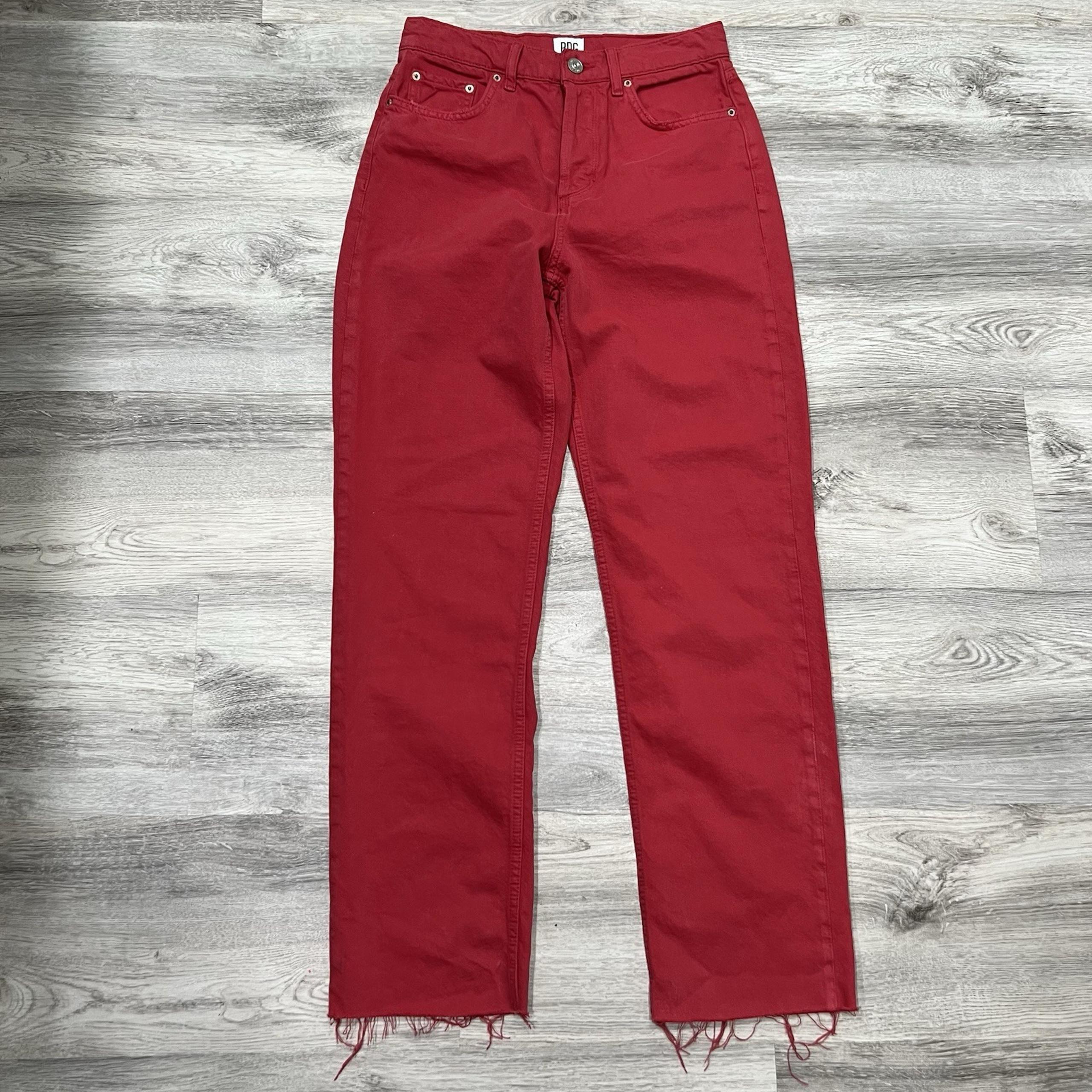 BDG High-Waisted Straight Leg Jeans Red Raw Hem Casual Urban Outfitters Sz 29