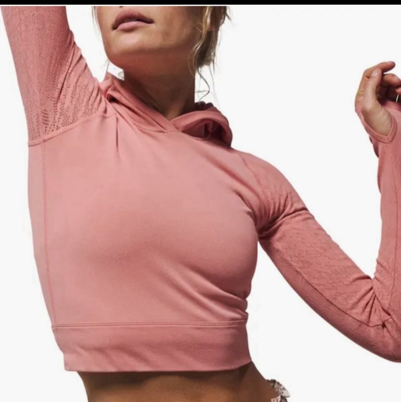 Free People Movement Lucky Layer Cutout Back Crop Hoodie