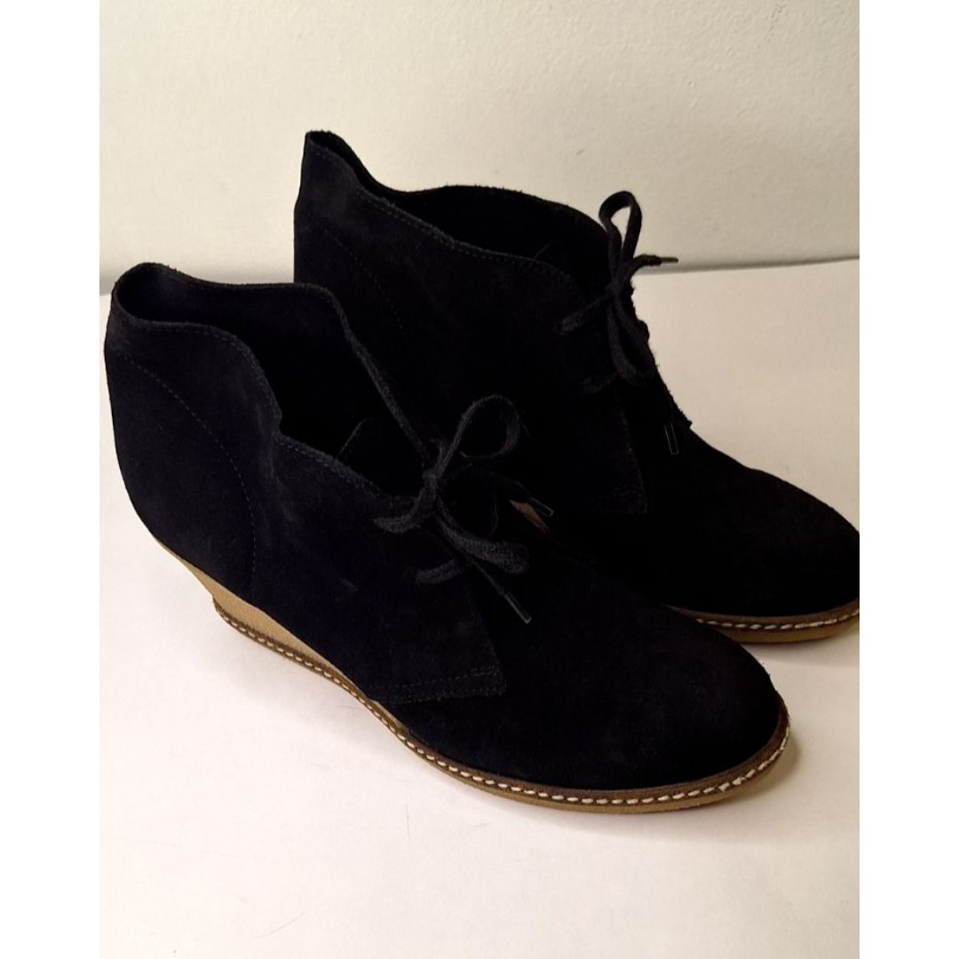 J CREW Macalister Women's Black Suede Wedge Chukka Boots Shoes Sz 10 Bohemian