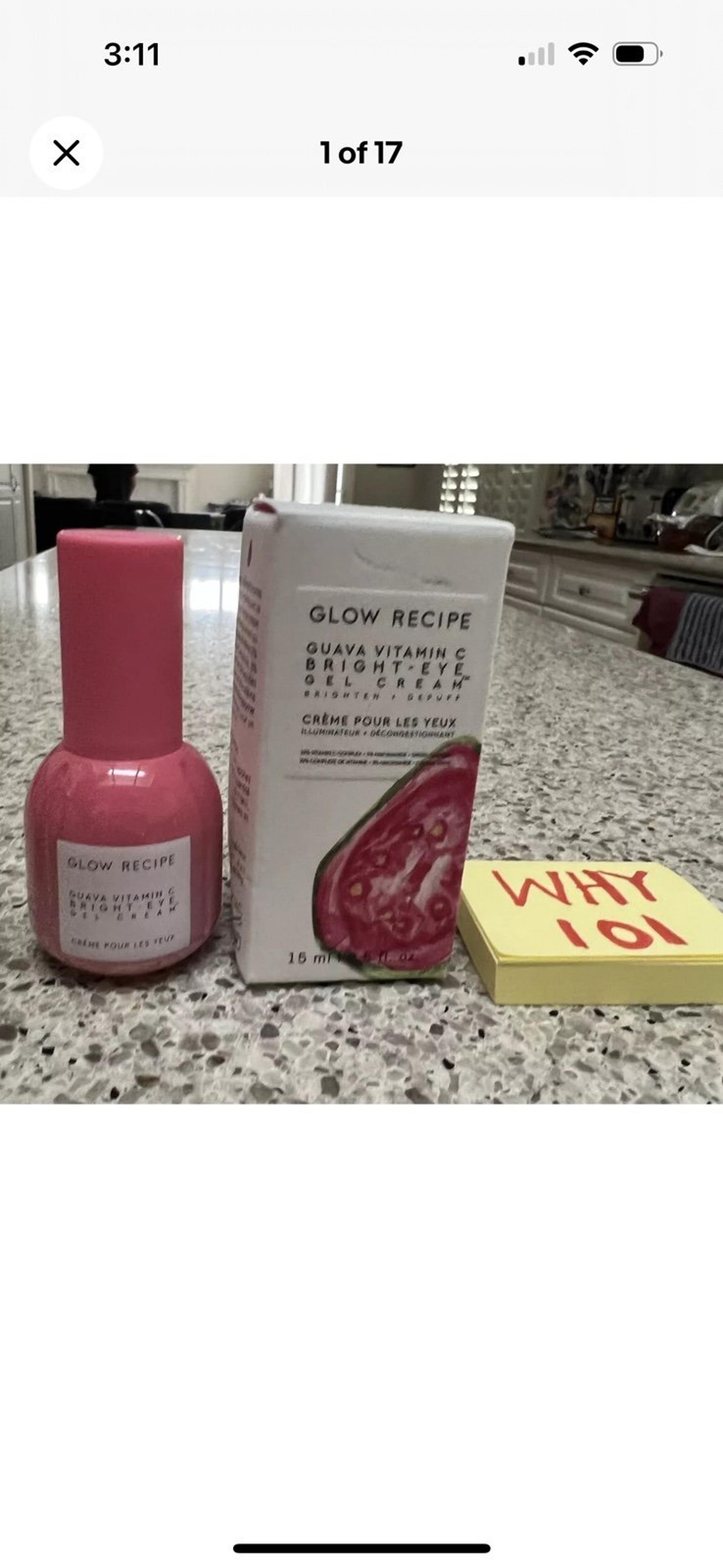 Glow Recipe Guava Vitamin C Bright EYE Gel Cream .5oz/15mL FULL SZ SEALED BOX 38