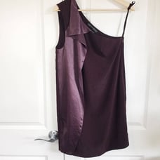 All Saints Spitalfields Woman's Purple Elaina One Shoulder Ruffle Mini Dress 6